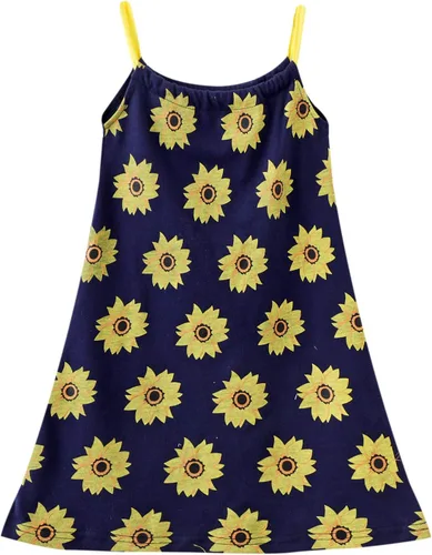 Miniatura 4 de HILEELANG Vestido de verano para niña, sin mangas, de algodón, casual, con tirantes delgados, camiseta de jersey, vestido de playa fresco