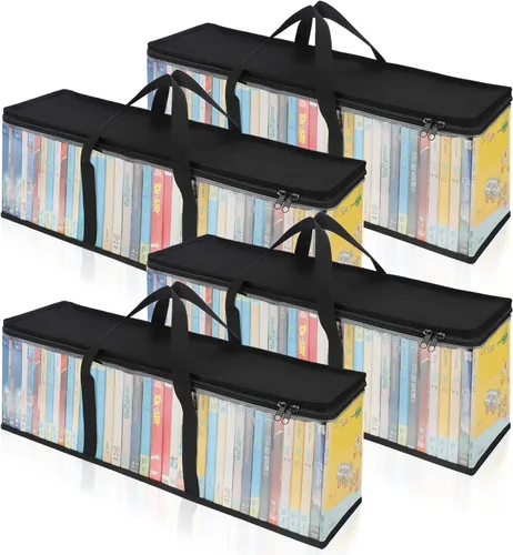 Miniatura 10 de Bolsas de almacenamiento de DVD CCidea (Set de 2) Funda de PVC transparente con asas para cajas de DVDs/CDs/VHS/Blu Ray/Películas/Videojuegos - Cada