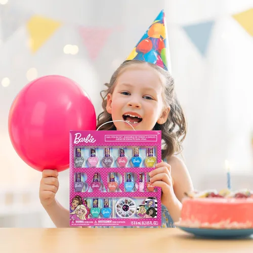 Miniatura 3 de Barbie Movie - Juego de 18 esmaltes de uñas a base de agua para niños, incluye esmalte de uñas, gemas de uñas, lima de uñas para mayores de 3 años