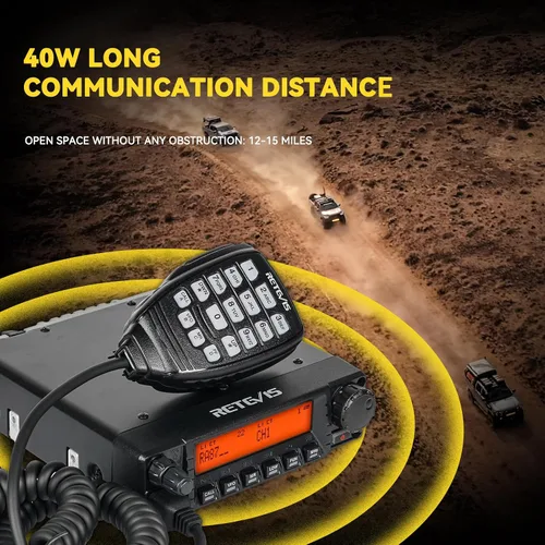 Miniatura 2 de Retevis RA87 GMRS Radio móvil, estación base de transceptor móvil de alta potencia con cable, 8 canales repetidores, Chirp, reloj dual, radio