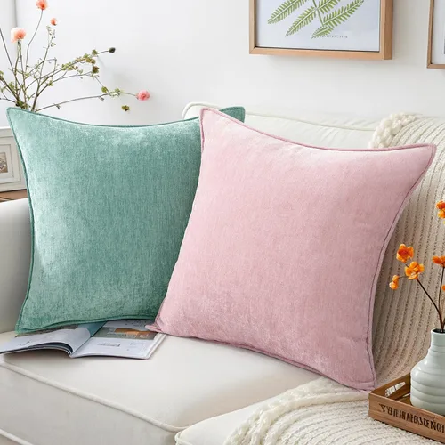Miniatura 4 de decorUhome - Fundas de Cojín para Sofá 16x16 pulgadas Set de 2, Decorativas Suaves Euro Neutras de Felpilla con Diseño Elegante, Aqua Haze