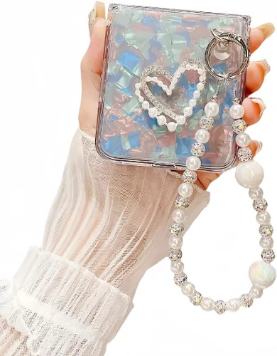 Miniatura 4 de Funda para Samsung Galaxy Z Flip 7 FE/Z Flip6, diseño femenino de corazón de amor, funda para teléfono Flip7 FE con purpurina y parte trasera