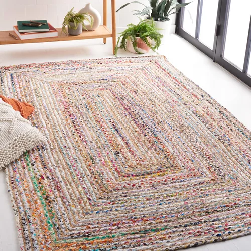 Miniatura 26 de SAFAVIEH Alfombra 8x10 - Colección Cape Cod - Grande - Beige y Multi, Jute y Algodón Hecho a Mano, Diseño Trenzado Tejido (CAP202B)
