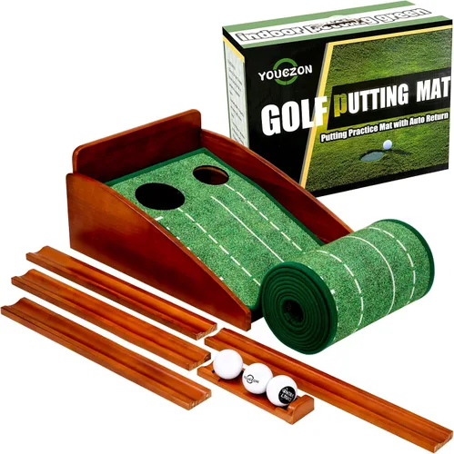 Miniatura 8 de YOUCZON Putting Green en interiores, tapete de golf con retorno automático de bola, superficie de terciopelo de cristal de alta calidad, tapete