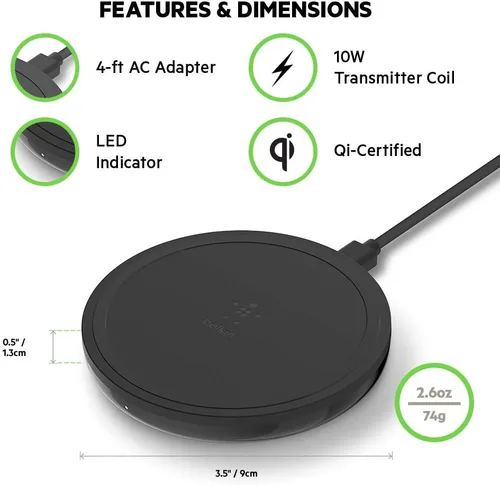 Miniatura 3 de Belkin Cargador inalámbrico de 10 W - Almohadilla de carga inalámbrica Boost Up, cargador inalámbrico para iPhone 11, 11 Pro, 11 Pro Max, XS, XS