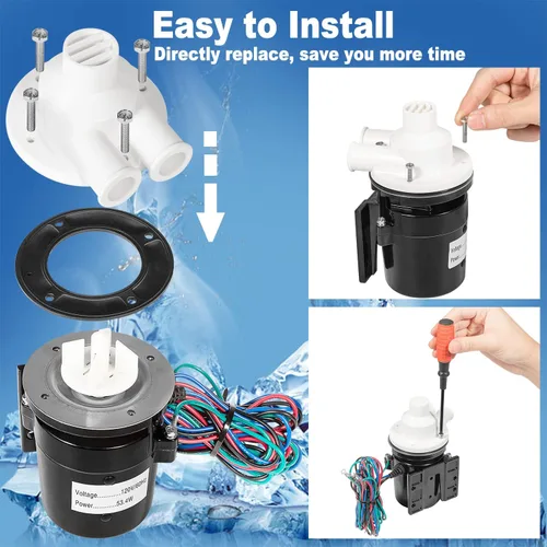 Miniatura 5 de APTA92P10WD1 Reemplazo del conjunto del motor de la bomba de agua Hoshizaki incluye condensador, se adapta a los modelos de máquina de hielo