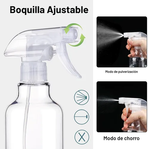 Miniatura 3 de Botellas de plástico Hethyo, botellas de spray vacías 16.9oz/500ml, paquete de 2 botellas de pulverización resistentes, botella de agua