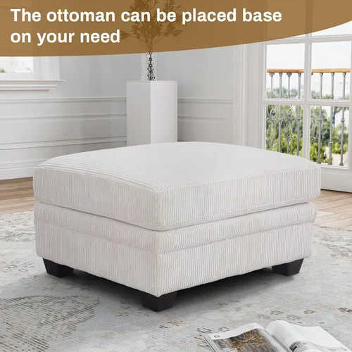 Miniatura 9 de Legend Vansen Sofá Seccional Modular de Gran Tamaño, Sofá en Forma de U de 8 Asientos con Otomana, Sofá de Pana con Asiento Profundo, Sofás Crema