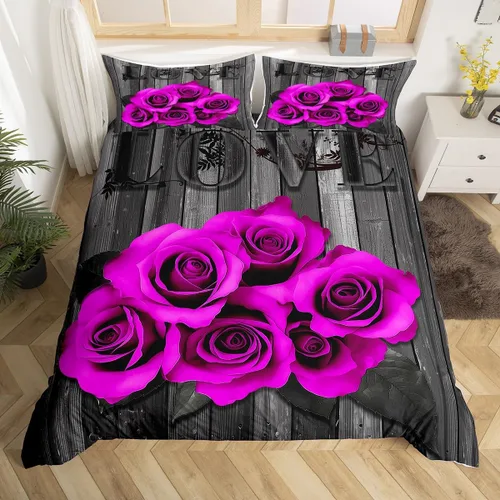 Miniatura 9 de Juego de funda de edredón para parejas, juego de ropa de cama de corazón de amor rojo, juego de funda de edredón romántica para boda, regalo