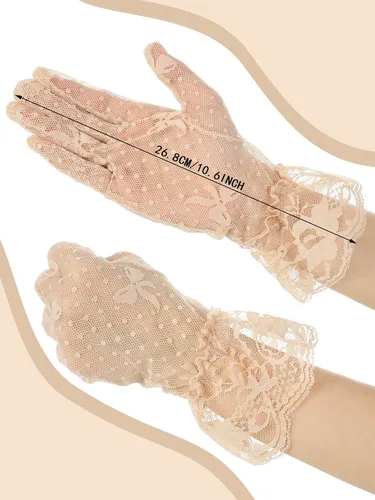 Miniatura 3 de SATINIOR Women's Lace Gloves Bow Floral Bridal Wedding Gloves for Tea Party Summer Prom Costume Accessories
