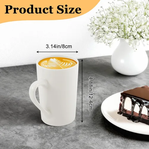 Miniatura 2 de Juego de 6 tazas de café grandes de cerámica de 14 onzas, tazas grandes de cerámica con asa, tazas blancas para té, cerveza, cacao, leche, juego