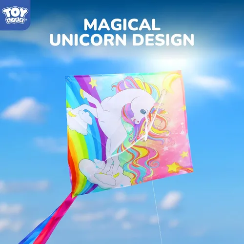 Miniatura 2 de TOY Life Unicorn Kite for Kids – Large Easy to Fly Beach Kite with 50M String & Handle – Durable Nylon Outdoor Toy for Boys & Girls Ages 4-12 – Gift