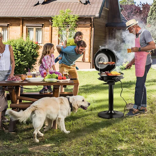 Miniatura 8 de Parrilla eléctrica, CUSIMAX - Parrilla eléctrica para interiores y exteriores de 1600W portátil con tapa para uso en interiores y exteriores, calor