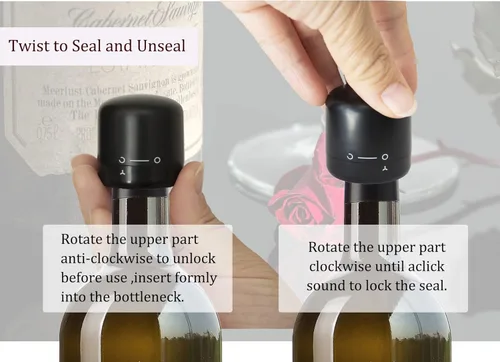 Miniatura 5 de Tapones para vino y champán, paquete de 2 tapones para botellas de champán y vino, sellador reutilizable a prueba de fugas para vino y champán