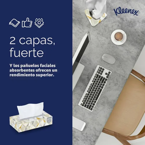 Miniatura 5 de Kleenex Pañuelo facial profesional, a granel (21606), 2 capas, blanco, formato de caja plana, diseñado para negocios