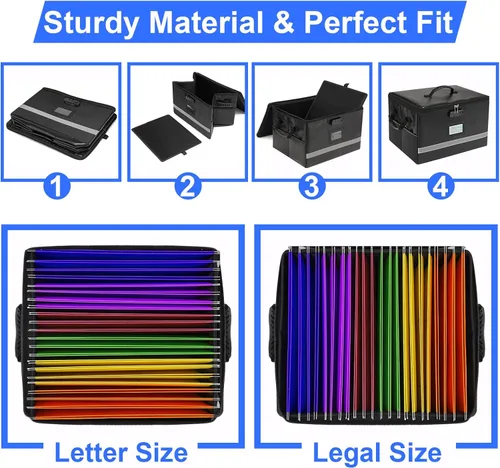 Miniatura 4 de EXLIFBAG Caja de archivos con cerradura, caja organizadora de documentos portátil con asa, caja de archivos ignífuga para oficina en casa