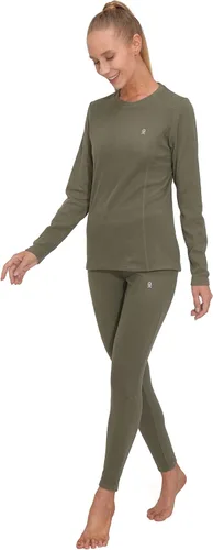 Miniatura 2 de Little Donkey Andy Conjunto de ropa interior térmica con forro polar para mujer, capa base, largo Johns para clima frío