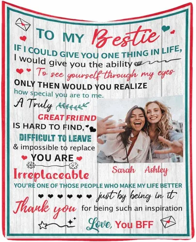 Miniatura 11 de Regalos de cumpleaños para mujeres, manta de amistad personalizada con tus fotos, manta personalizada con mis propias imágenes para hermanas