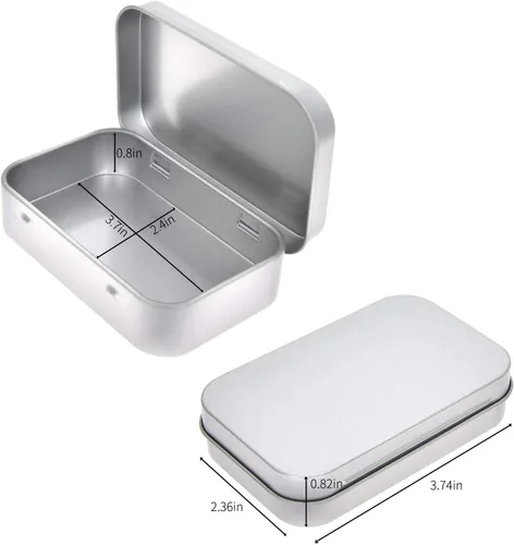 Miniatura 2 de Aybloom Latas rectangulares de metal vacías con bisagras – Paquete de 40 mini recipientes portátiles plateados kit de almacenamiento pequeño