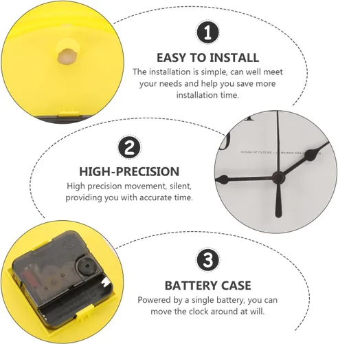 Miniatura 8 de ULTECHNOVO Reloj de pared redondo silencioso sin tictac de 9.84 pulgadas, color amarillo, diseño moderno para cocina, dormitorio, sala de estar