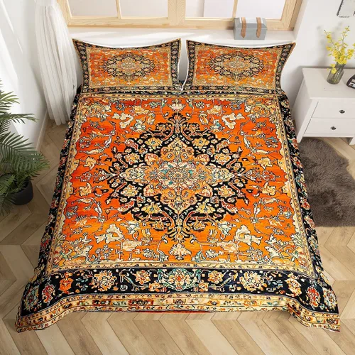 Miniatura 10 de Erosebridal Juego de ropa de cama bohemio individual, funda de edredón de mandala azul verde azulado para hombres y mujeres, funda de edredón retro