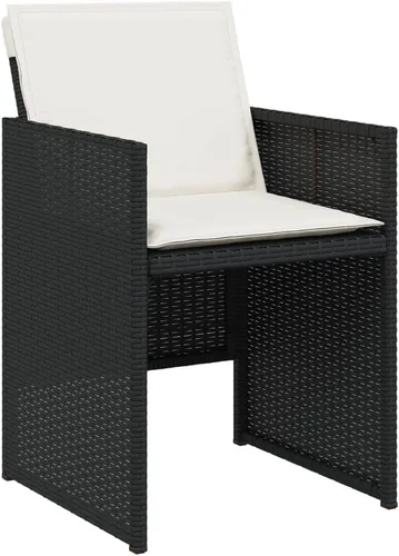 Miniatura 4 de 9 Piece Patio Dining Set with Cushions Black Poly Rattan Outdoor Furniture Set for Garden Backyard Balcony Porch