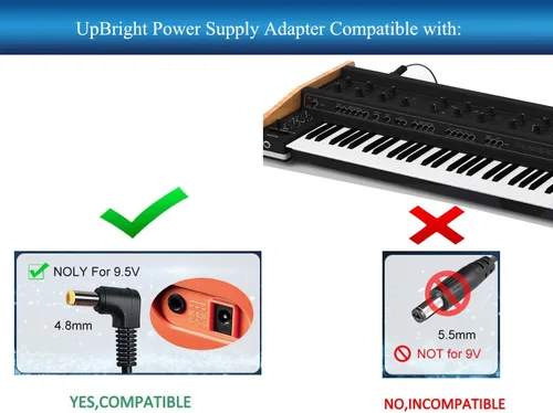 Miniatura 2 de UpBright Adaptador CA/CC de 9.5V compatible con CASIO LK-125 LK-127 LK-160 LK-165 LK-170 LK-175 LK-260 SA-81 SA-46 SA-47 SA-76 SA-77 SA-78 CTK-3200