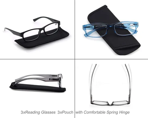 Miniatura 5 de MODFANS Gafas de lectura de gran valor 3 pares de elegantes gafas de sol Comfort Spring Bisagra unisex para lectores de hombres y mujeres +1,0