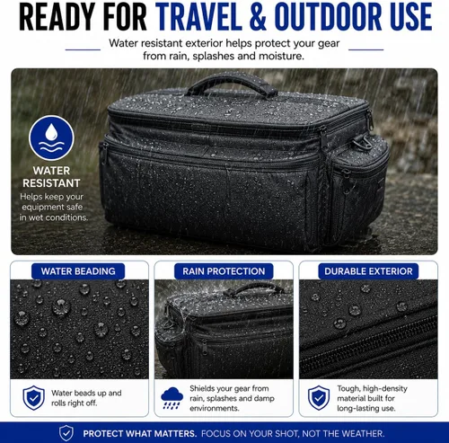 Miniatura 5 de eCost Acuvar profesional extra grande con acolchado adicional, bolsa de accesorios resistente al agua para gadgets compatible con cámaras