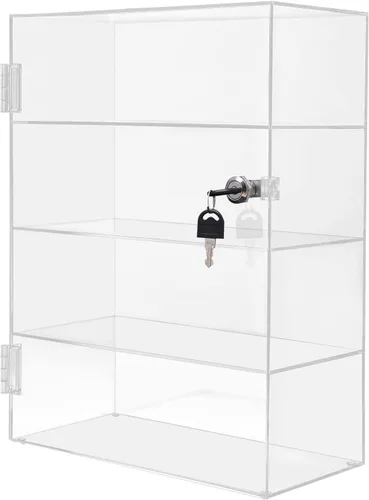 Vitrina de acrílico transparente, vitrina transparente de 4 capas para encimera, vitrina de protección con cerradura para juguetes coleccionables de