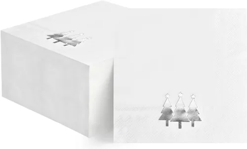 Miniatura 9 de Horaldaily 100 servilletas decorativas desechables de papel de Navidad para invitados, toalla de mano con árboles de Navidad en lámina dorada