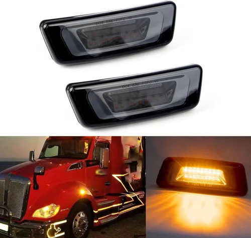 Miniatura 10 de Xotic Tech - Lámparas LED de señal de marcador lateral con lente transparente, compatible con Kenworth T680 T700 T880 Peterbilt 567, ámbar 3-SMD