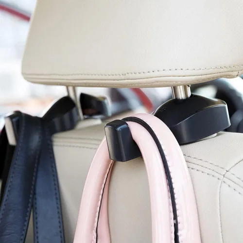 Miniatura 2 de IPELY juego de 2 ganchos universales para asientos traseros para colgar bolsos, carteras, ropa y compras (negro)