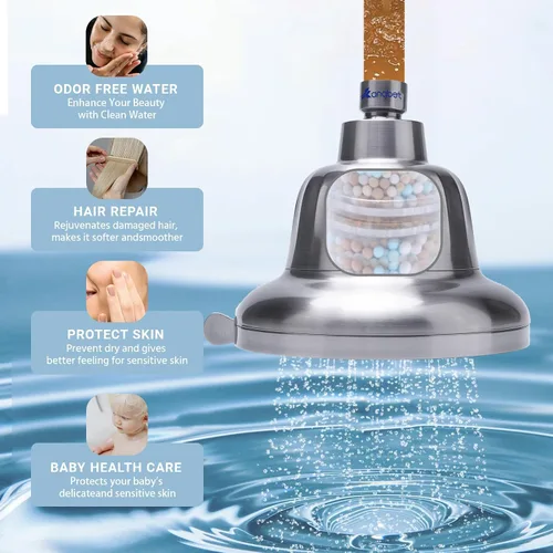 Miniatura 7 de Cabezal de ducha filtrado, filtro de cabezal de ducha para agua dura, cabezal de ducha desmontable para sustancias nocivas de agua dura, mejora