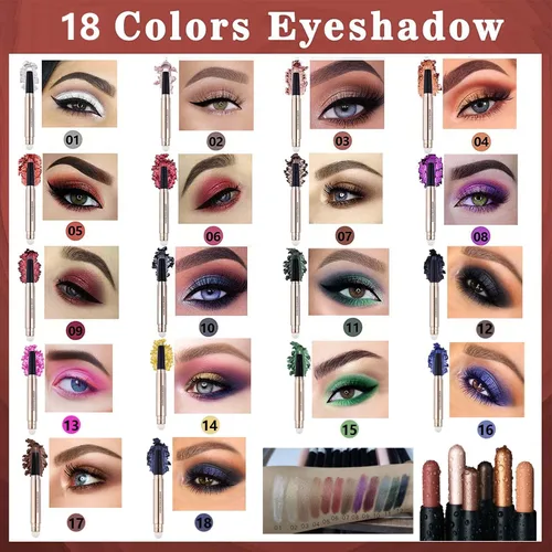 Miniatura 8 de Lápiz delineador de ojos y sombra de ojos verde brillante, lápiz de sombra de ojos cremoso, brillante, suave, hipoalergénico, resistente al agua