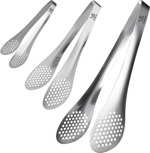 Miniatura 10 de MSY BIGSUNNY Pinzas de cocina para bufé, juego de 3 pinzas de metal para ensalada (color negro, 7 pulgadas, 9 pulgadas y 11 pulgadas)