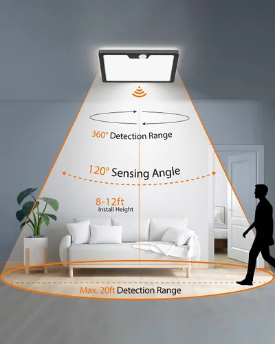 Miniatura 3 de Annaror Luz de techo con sensor de movimiento de 12 pulgadas cableada, 3000K 4000K 5000K seleccionable, luz de techo cuadrada de montaje empotrado