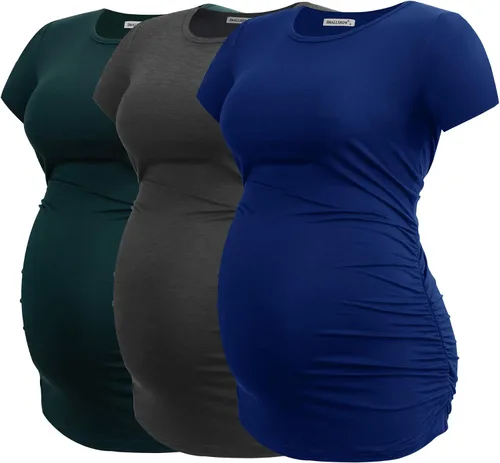 Miniatura 65 de Smallshow - Camiseta de maternidad para mujer, diseño de lados fruncidos, tipo túnica, prendas para el embarazo