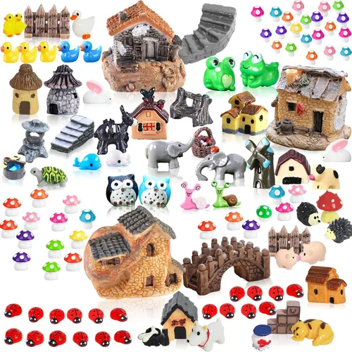 113 accesorios de jardín de hadas, accesorios de jardín de hadas en miniatura para exteriores, kit de jardín de hadas, animales de jardín de hadas,