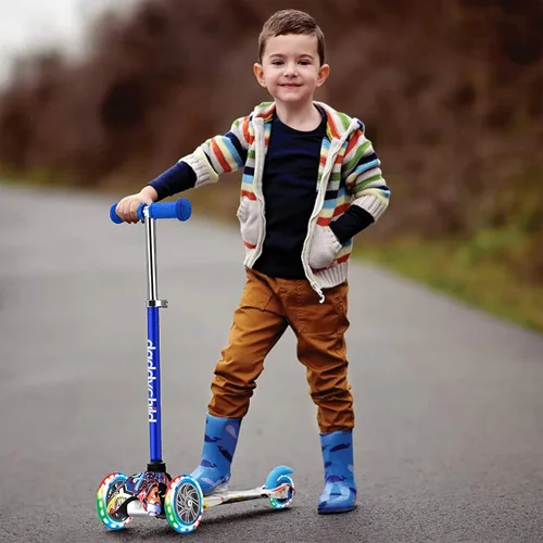 Miniatura 7 de 3-Wheel Kick Scooter for Kids Ages 3-8 Lean-to-Steer Toddler Scooter with Extra Wide Light Up Wheels, 4 Adjustable Heights, Foldable Scooters for
