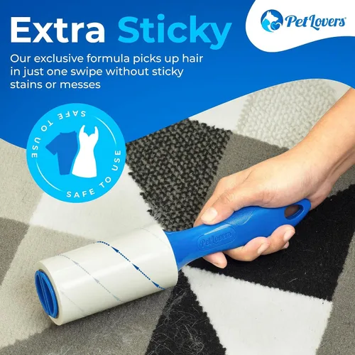 Miniatura 2 de PetLovers Juego de Rodillos Quitapelusas Extra Adhesivos de Gran Valor 450 Hojas para la Eliminación de Pelo de Mascotas y Ropa, Removedor de Pelusa