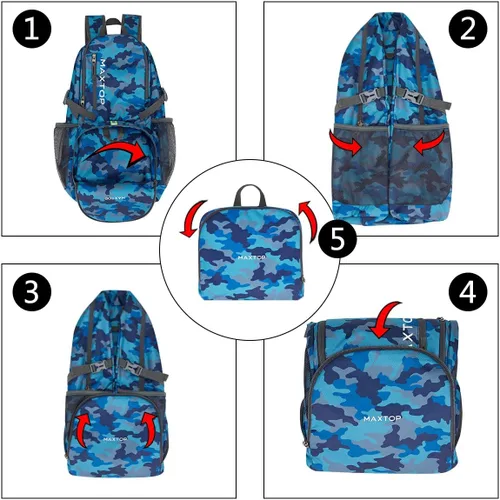 Miniatura 6 de MAXTOP Mochila plegable ligera de 40/50L para senderismo, viajes, camping, resistente al agua, plegable, para viajes al aire libre