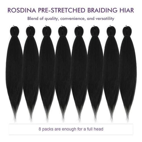 Miniatura 5 de Cabello trenzado preestirado - 12 pulgadas, 8 paquetes, cabello trenzado corto natural negro para trenzas torcidas o en caja, extensiones de cabello