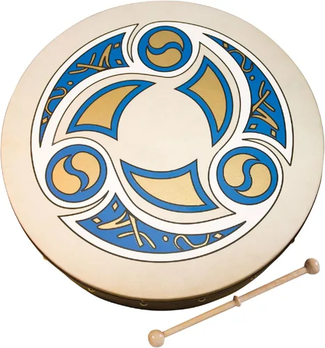 Miniatura 3 de Waltons Bodhrán 12 pulgadas (cruz celta) - Instrumento irlandés hecho a mano - Tono nítido y musical - Batidor de madera dura incluido con compra