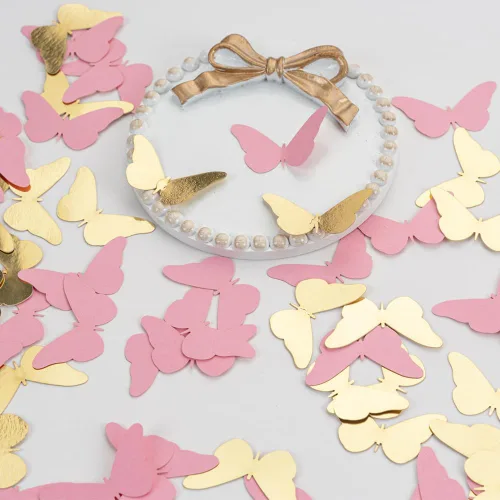 Miniatura 6 de 300 piezas de oro rosa mariposa confeti mariposa baby shower decoración primavera boda despedida de soltera cumpleaños decoración de mesa