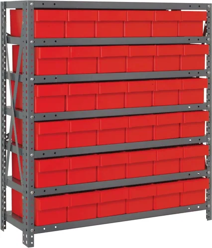 Miniatura 163 de Quantum QSBU-245BK Heavy Duty Shelving Unit with (7) Shelves and (24) QUS245 Black Bins for Garage Warehouse Storage Distribution 400 lb Load