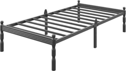 Miniatura 12 de Base de cama individual XL de 18 pulgadas con tapón deslizante para colchón, marco de cama individual XL con estilo vintage, listones de acero