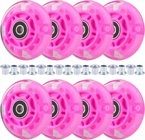 Miniatura 15 de 8 piezas de ruedas de patinaje en línea con luz LED, ruedas iluminadas 64/70/72/76/80mm con buje 85-88A para niños y jóvenes principiantes, patinaje