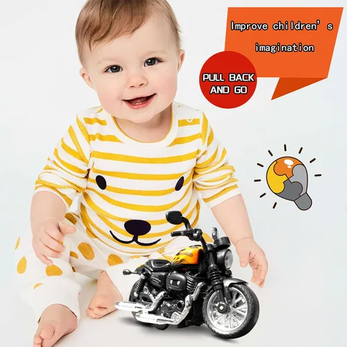 Miniatura 4 de Motocicleta de juguete fundida a presión, motocicleta con sonidos y luces 1:14 accionados por fricción para niños, juguetes de motocicleta, regalo