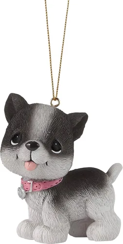 Adorno de Navidad para perros | Raise The Woof Bulldog Francés Adorno de resina | Decoración navideña y regalos para amantes de los perros | Pintado
